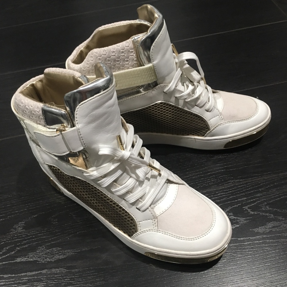 Michael Kors white and gold sneakers